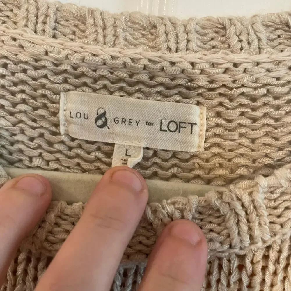 Lou & Grey & LOFT Sweater Womens LARGE Multicolor Chunky Knit Striped Pullover - Picture 4 of 14